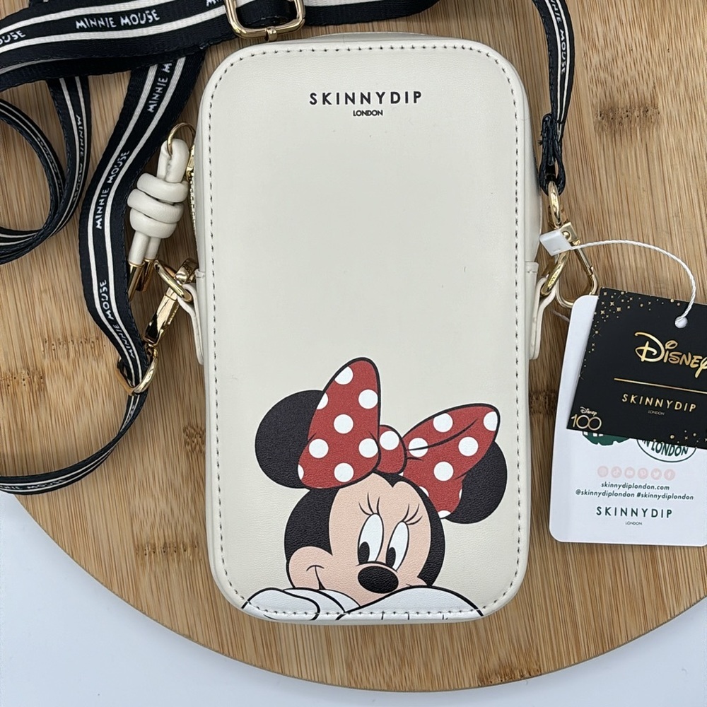 NWT Disney Minnie Mouse Beige Skinnydip London Cross Body Bag with Strap